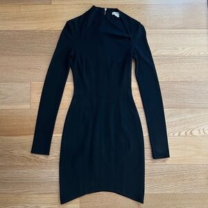 Helmut Lang Black Asymmetrical Long Sleeve Mini Dress Size 2